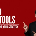 Top 10 IMC Tools to streamline your integrated marketing strategy featuring business professional pointing toward headline text.
